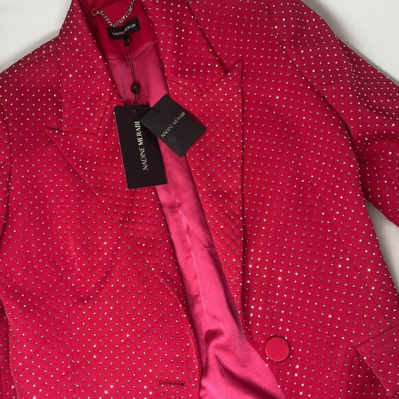 Nadine Merabi Kira Pink Studded Jacket Small NWT - Picture 12 of 14